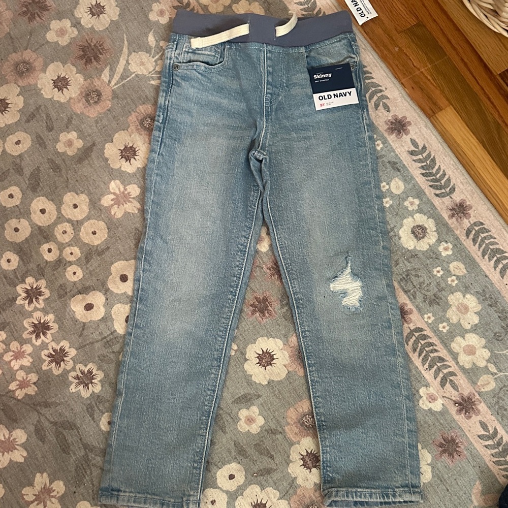 Old Navy Light Blue Skinny Jeans with Navy Elastic Waistband